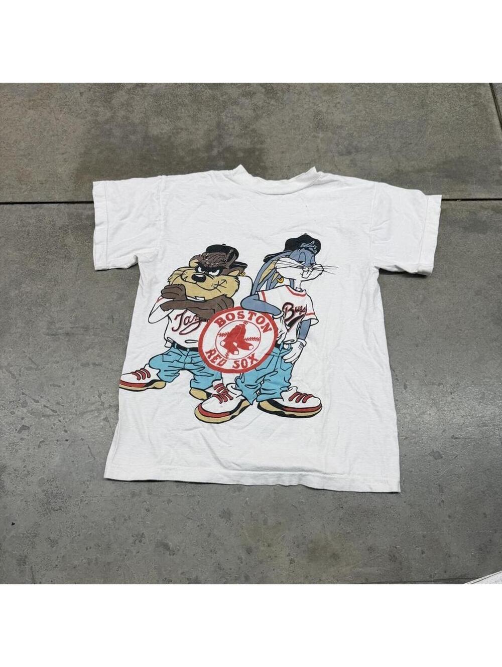 vintage boston red sox looney tunes bugs bunny tazmanian devil white shirt small